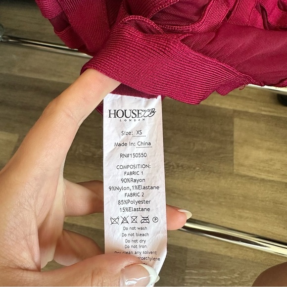 House of CB Burgundy Strapless Midi Dress - Picture 7 of 7